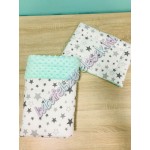 Babaágynemű szett - szürke-fehér csillagos menta