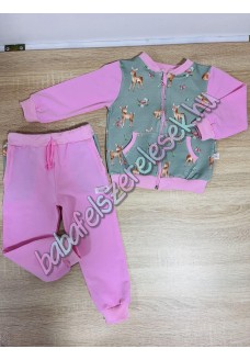 Melegítő szett - rózsaszín-zsálya őzikés Melegítő szett - rózsaszín-zsálya őzikés