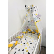 Babaágynemű szett - sárga mickey fejes