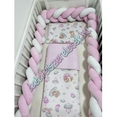 Babaágynemű szett - rózsaszín-szürke alvó koalás