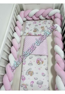 Babaágynemű szett - rózsaszín-szürke alvó koalás