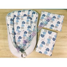 Babaágynemű szett - kék elefántos Babaágynemű szett - kék elefántos