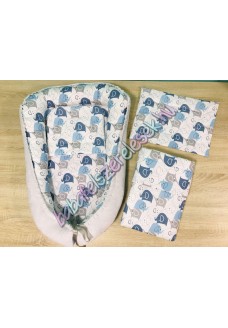 Babaágynemű szett - kék elefántos