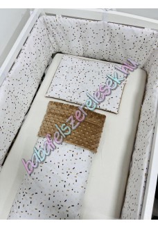 Babaágynemű szett - bézs-kávébarna cukorkás Babaágynemű szett - bézs-kávébarna cukorkás