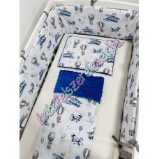 Babaágynemű szett - kék hőlégballonos-macis Babaágynemű szett - kék hőlégballonos-macis