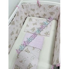 Babaágynemű szett - rózsaszín-barna macikás Babaágynemű szett - rózsaszín-barna macikás