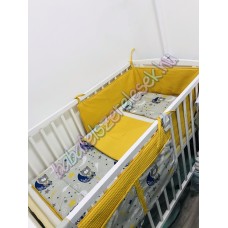 Kék-szürke macis prémium waffle darázsszövet babaágynemű szett Kék-szürke macis prémium waffle darázsszövet babaágynemű szett