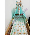 Babaágynemű szett - menta-barna macis Babaágynemű szett - menta-barna macis