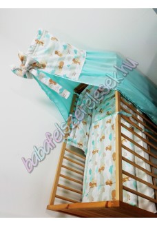 Babaágynemű szett - menta-barna macis Babaágynemű szett - menta-barna macis