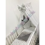 Babaágynemű szett - szürke csillagos