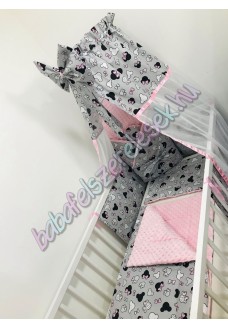 Babaágynemű szett - szürke minnie fejes