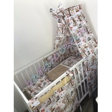 Babaágynemű szett - bézs erdei állatos