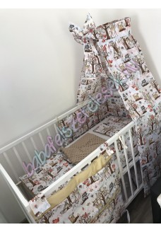 Babaágynemű szett - bézs erdei állatos Babaágynemű szett - bézs erdei állatos