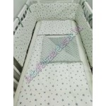 Babaágynemű szett - szürke csillagos