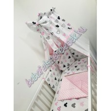 Babaágynemű szett - fehér-rózsaszín minnie fejes