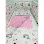 Babaágynemű szett - rózsaszín-szürke állatos