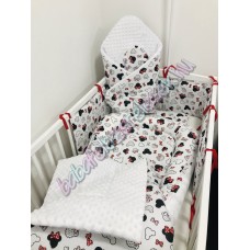 Babaágynemű szett - piros kicsi minnie fejes