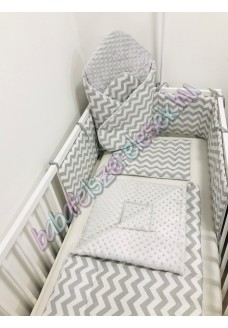 Babaágynemű szett - szürke chevron