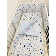 Babaágynemű szett - fehér-kék csillagos Babaágynemű szett - fehér-kék csillagos