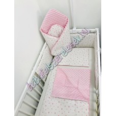 Babaágynemű szett - fehér-rózsaszín csillagos Babaágynemű szett - fehér-rózsaszín csillagos