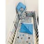 Babaágynemű szett - szürke-türkiz mickey fejes