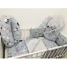 Babaágynemű szett - szürke kutyás