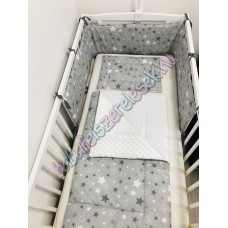 Babaágynemű szett - fehér-szürke közepes csillagos Babaágynemű szett - fehér-szürke közepes csillagos