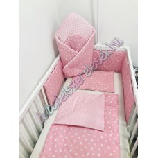 Babaágynemű szett - rózsaszín-fehér csillagos Babaágynemű szett - rózsaszín-fehér csillagos