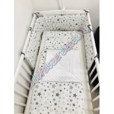 Babaágynemű szett - szürke-fehér csillagos Babaágynemű szett - szürke-fehér csillagos