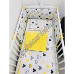 Babaágynemű szett - sárga mickey fejes