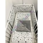 Babaágynemű szett - szürke-fehér csillagos Babaágynemű szett - szürke-fehér csillagos