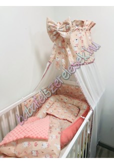 Babaágynemű szett - barack balerina nyuszis