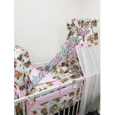 Prémium babaágynemű szett - erdő állatkái virággal