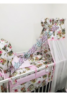 Prémium babaágynemű szett - erdő állatkái virággal Prémium babaágynemű szett - erdő állatkái virággal