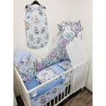 Babaágynemű szett - Kék álom zsiráfos