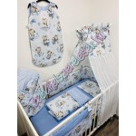 Babaágynemű szett - Kék álom zsiráfos