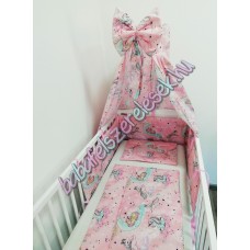 Babaágynemű szett - csillogós  rózsaszín unikornis