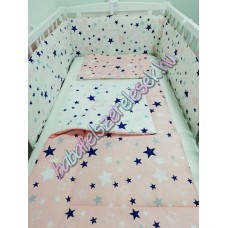 Babaágynemű szett - fehér-barack csillag Babaágynemű szett - fehér-barack csillag