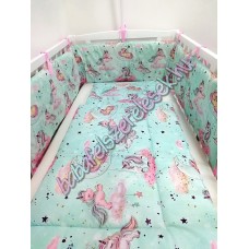 Babaágynemű szett - menta unikornis