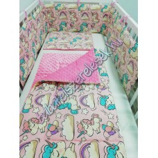 Babaágynemű szett - rózsaszín unikornis