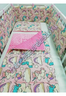 Babaágynemű szett - rózsaszín unikornis