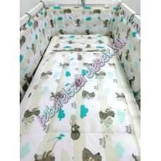 Babaágynemű szett - szürke menta maci