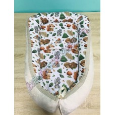 Babafészek - őszi erdei állatos + pihe-puha bézs minky