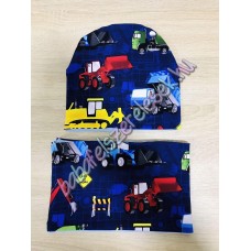 Sapka - csősál - királykék színes munkagépes Sapka - csősál - királykék színes munkagépes