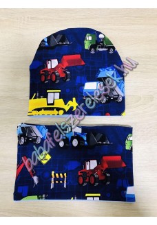 Sapka - csősál - királykék színes munkagépes Sapka - csősál - királykék színes munkagépes