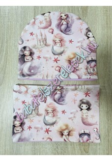 Sapka - csősál - púder-rózsaszín sellő lányos