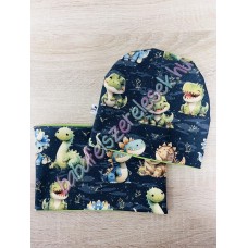 Sapka - csősál - sötétkék dínós Sapka - csősál - sötétkék dínós