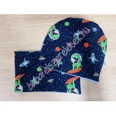 Sapka - csősál - sötétkék űr dínós Sapka - csősál - sötétkék űr dínós