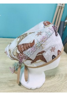 Műtős sapka - barna karácsonyi manós