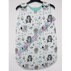 BASIC újszülött hálózsák - menta-szürke állatos BASIC újszülött hálózsák - menta-szürke állatos